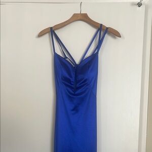 Windsor Blue Prom Dress, zipper with straps back and slit in the front